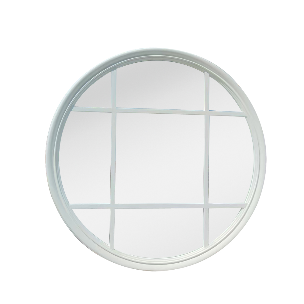 Matt white round mirror