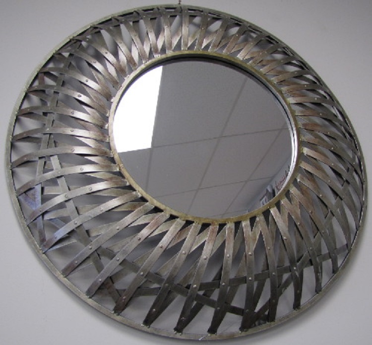 Metal Woven Round Mirror   