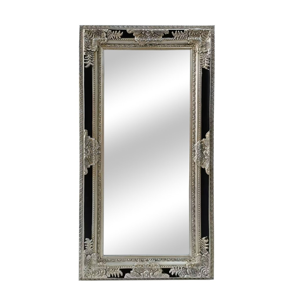 VINTAGE ORNATE MIRROR SILVERw/BLACK 