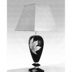 Black lamp with white shiny shade 