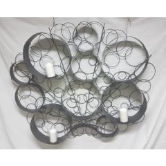 Wall Art Rings with three candle holders with glass 