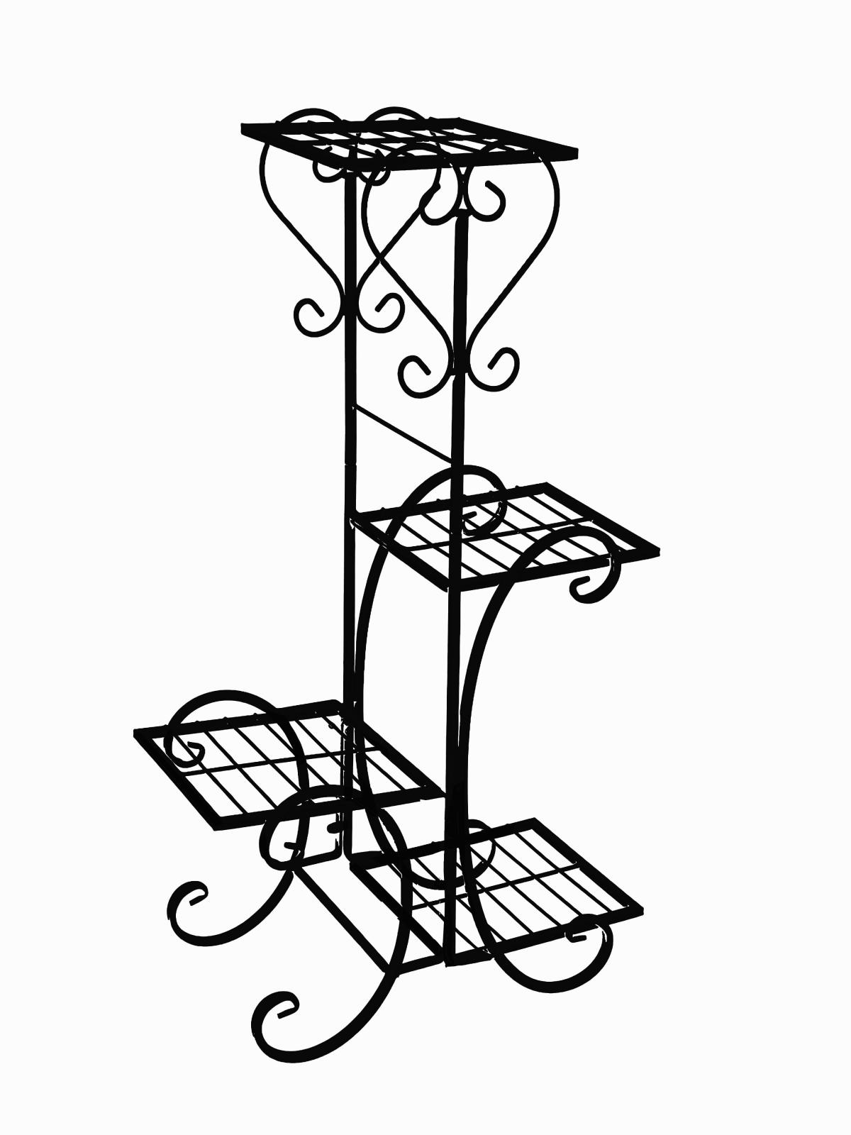 Metal Plant Stand -4 Shelf-BLK